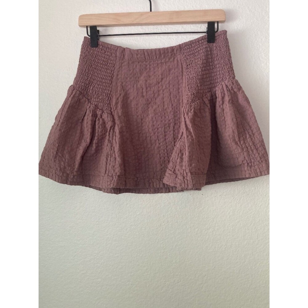 FREE PEOPLE Free-est Drew Pucker Check Skirt Mauve Small Boho Summer - Picture 3 of 7
